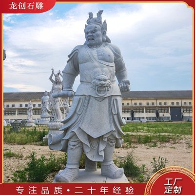 石雕哼哈二將佛像雕刻 佛教寺廟護法神造像的藝術與象征