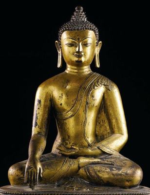 海外私家收藏十四世紀西藏精美造像 釋迦牟尼佛坐像